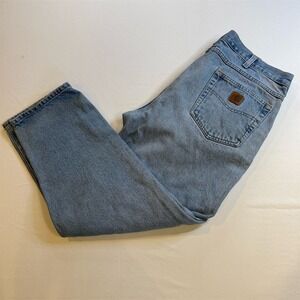 Vintage Carhartt Men's Tapered Light Blue Denim Jeans 32‎ Inseam